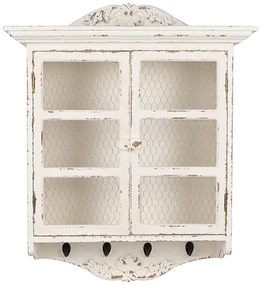 Dulap de perete, alb, din lemn, aspect vintage, Blanchette