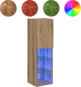 vidaXL Comode TV cu lumini LED 2 buc. stejar artizanal 30,5x30x102 cm