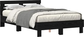 vidaXL Cadru de pat cu led Stejar Negru 135 x 190 cm Lemn compozit