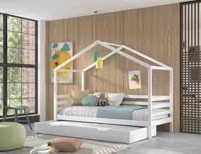 Set DALLAS în alb format dintr-un Pat copii Vipack (90 x 200 cm) și un sertar.