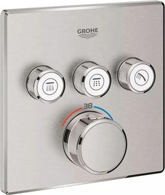 Baterie dus incastrata Grohe Grohtherm SmartControl 3 iesiri crom periat Supersteel fara corp ingropat