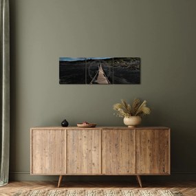 Tablou drumul de lemn în amurg (cu ceas) (90x30 cm)