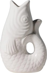 Vaza alba, din ceramica, forma de peste, H20cm Stone