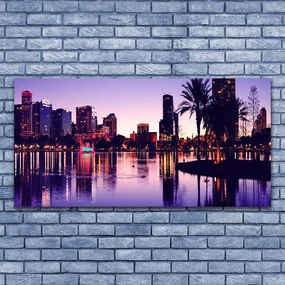 Tablou pe panza canvas Oraș Case Violet Negru