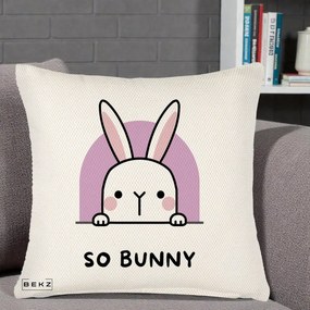Perna Decorativa So Bunny Kawaii, 40x40 cm, Crem Reliefat, Husa Detasabila, Perna Inclusa, BEKZ®