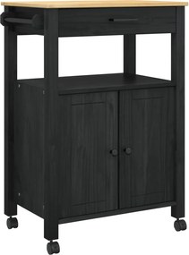vidaXL Troler de Bucătărie MONZA Negru 60 x 40 x 88,5 cm