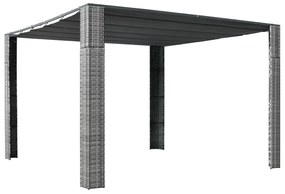 vidaXL Pavilion cu acoperiș, gri/antracit, 300x300x200 cm, poliratan