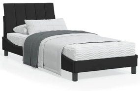 3214167 vidaXL Cadru de pat cu lumină LED, negru, 90x190 cm, catifea