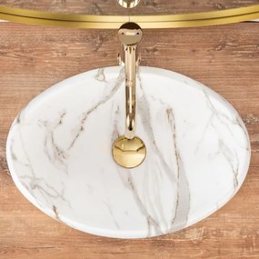 REA-U8568 - Lavoar LINDA pentru blat 34 x 48,5 cm ceramică/decor marmură