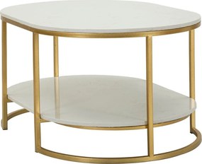 Măsuță de cafea albă-aurie cu blat din marmură 60x90 cm Izmir – Mauro Ferretti