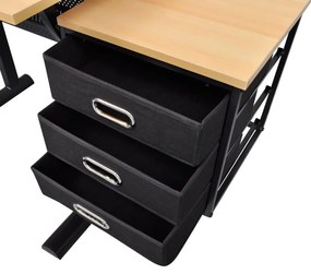 Masa de desen inclinabila, cu trei sertare si taburet