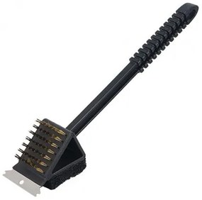 Perie pentru curatat gratar, grill, 3 in 1, sarma, racleta si burete, 36x7x8 cm