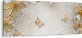 Tablou - Flori cu fluturi (120x50 cm)