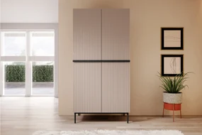 Dulap Nicole 100 cm dormitor - MDF roz antic / picioare negre