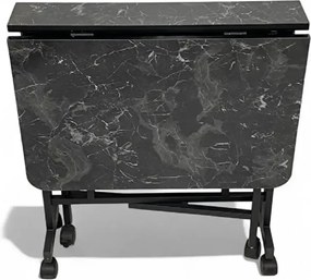 Masa Bucatarie pliabila cu roti Homs negru marmorat 120 x 80 x 74 cm