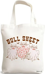 Sacosa de Panza pentru Cumparaturi, Geanta Tote, model Bull Sheet 38 x 34.5 cm, Alba, BEKZ®