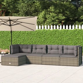 319612 vidaXL Set mobilier de grădină cu perne, 5 piese, gri, poliratan