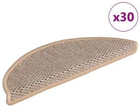 vidaXL Covorașe de scară autoadezive aspect sisal 30 buc. Bej deschis