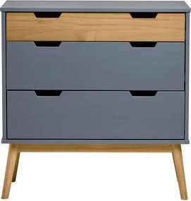 Comodă din lemn masiv de pin Marckeric Baku, înălțime 82 cm, gri