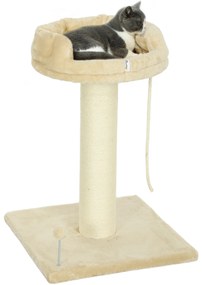 PawHut Copac Zgâriat pentru Pisici, Patut, Minge, Sfoară de Joacă, Plus și Sisal, 55x55x83cm, Beige | Aosom Romania