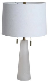Veioza, Lampa de masa, Alabastru, Textil Alb, Linen