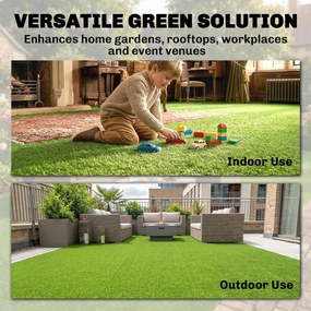 Outsunny Gazon Sintetic 1 m x 4 m Covor de Gazon Artificial cu Înălțimea Firelor 10 mm Drenaj Automat Verde | Aosom Romania