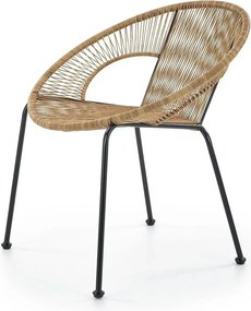 Scaun de gradina BARI, maro/negru, rattan sintetic/otel, 69x60x74x44 c