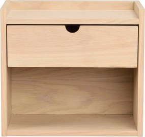 Noptieră în culoare naturală suspendată/cu rafturi din lemn masiv de stejar Hillmond – Rowico