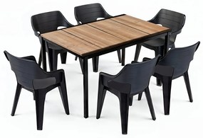 Ravello 6+1 kerti bútor garnitúra szett kőris-fekete