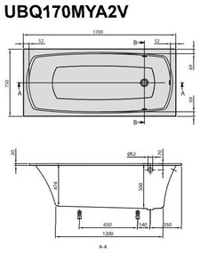 Cada dreptunghiulara, Villeroy&amp;Boch My Art, compozit Quaryl, 170x75cm, Alb Alpin, UBQ170MYA2V-01
