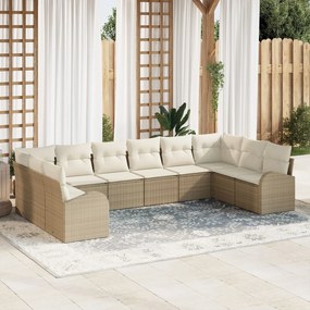 vidaXL Set de canapele pentru grădină cu 10 piese și perne - rattan poli bej