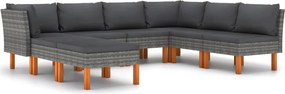 vidaXL Set mobilier de grădină cu perne, 8 piese, gri, poliratan