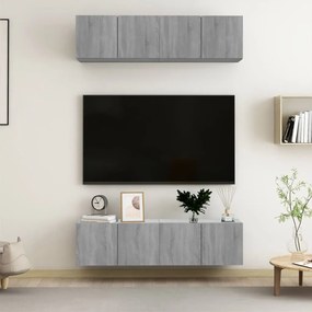 3120204 vidaXL Comode TV, 4 buc., gri sonoma, 60x30x30 cm, lemn prelucrat