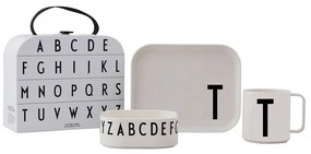 Set de luat masa pentru copii din 3 piese cu valiză Design Letters Classics T