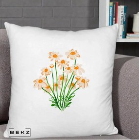 Perna Decorativa Margarete Camp, 40x40 cm, Alb Pufos, Husa Detasabila, Perna Inclusa, BEKZ®