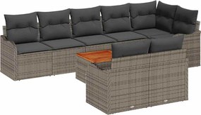 vidaXL Set de canapele pentru grădină cu pernă 9 pcs Gri poliratan