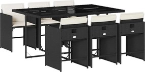 vidaXL Set mobilier de grădină cu perne, 7 piese, negru, poliratan