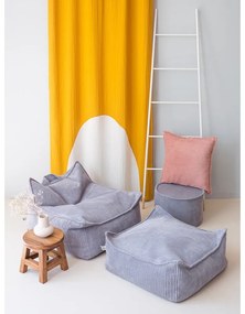 Fotoliu puf pentru copii albastru cu tapițerie din catifea reiată Square – Wigiwama