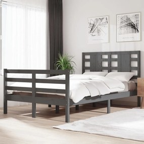 3104280 vidaXL Cadru de pat, gri, 120x200 cm, lemn masiv de pin