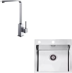 Set chiuveta bucatarie Alveus Pure 70 inox 57x53 cm si baterie Jenny Satin