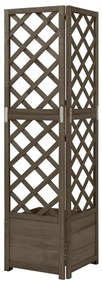 Jardiniera colt cu spalier, gri, 40x40x150 cm, lemn masiv brad Gri, 1, 1