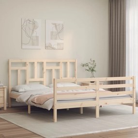 3194966 vidaXL Cadru de pat cu tăblie, king size, lemn masiv