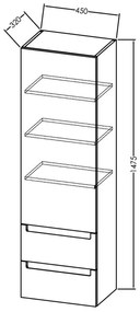 Dulap baie suspendat gri inchis mat 45 cm cu 2 sertare si o usa KolpaSan Vittoria Gri inchis mat