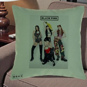 Perna Personalizata K-pop BLACKPINK Fotografie Grup Tinute Edgy, 40x40 cm, Verde, Husa Detasabila, Perna Inclusa, BEKZ®