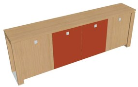 Dulap mic Verno+ 260 x 46 x 90 cm, uși combinate, stejar deschis / portocaliu