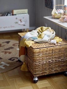 Covor rotund pentru copii din iută, maro, cu litere imprimate, 130 cm, „Dinne"