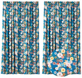 Set 2 draperii 180 x 240 cm, blackout 60%, print modern, Kidizi Poppies, multicolor, draperii sufragerie sau dormitor