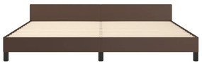 Cadru de pat cu tablie, maro, 200x200 cm, piele ecologica Maro, 200 x 200 cm, Design simplu