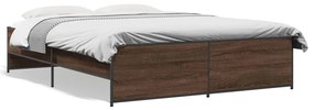 3279886 vidaXL Cadru de pat, stejar maro, 150x200 cm, lemn prelucrat și metal