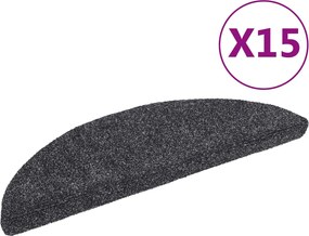 vidaXL Covorașe autoadezive pentru scări, 15 buc., 56x17x3 cm, gri închis, semirotunde